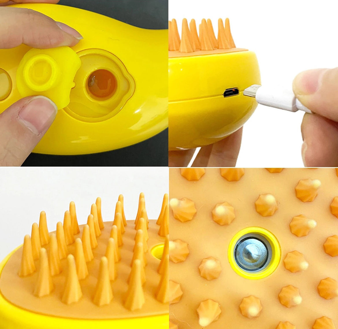 CEPILLO CON VAPOR LIMPIADOR Y MASAJEADOR PARA MASCOTAS