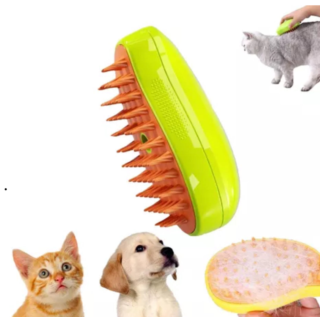 CEPILLO CON VAPOR LIMPIADOR Y MASAJEADOR PARA MASCOTAS