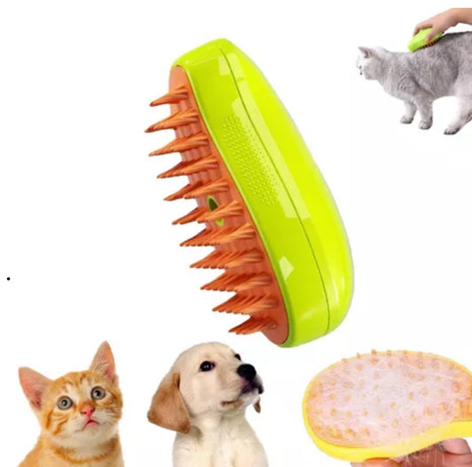 CEPILLO CON VAPOR LIMPIADOR Y MASAJEADOR PARA MASCOTAS