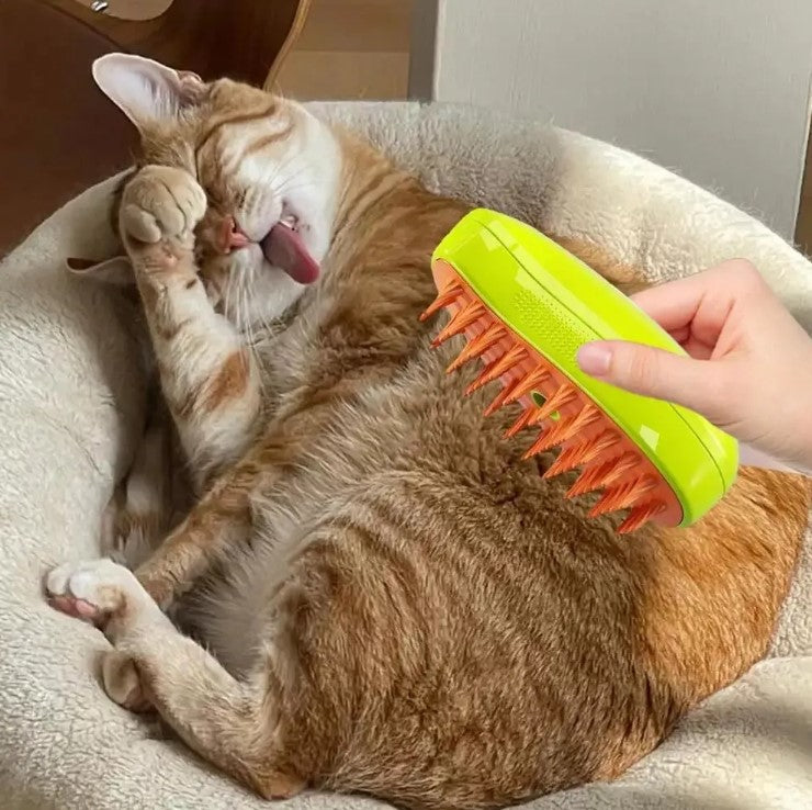 CEPILLO CON VAPOR LIMPIADOR Y MASAJEADOR PARA MASCOTAS