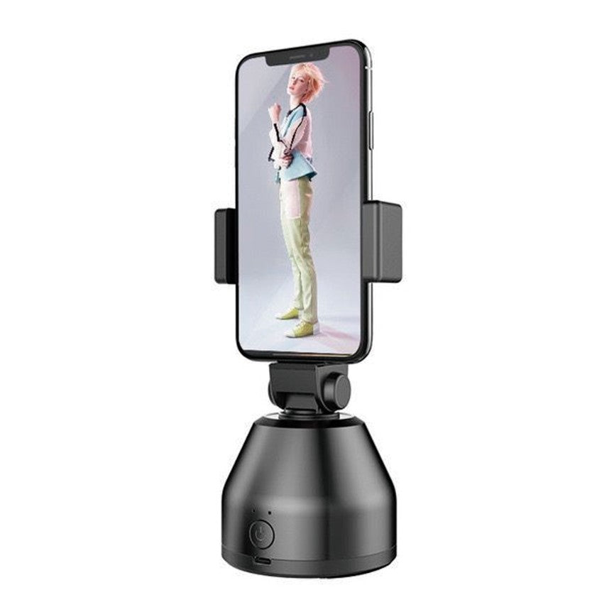 SOPORTE DE CELULAR CON ROTACIÓN INTELIGENTE 360. COMPATIBLE PARA iOS 10. en adelante y ANDROID 8.1 en adelante. 17.2 x 8.5 x 8.4 cm.
