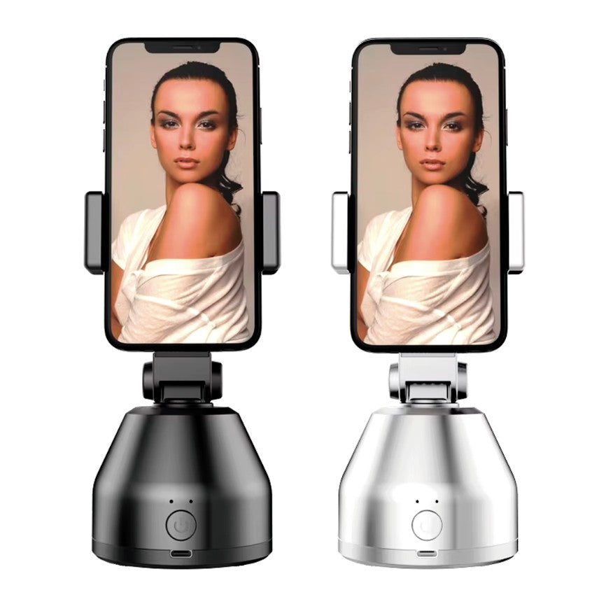 SOPORTE DE CELULAR CON ROTACIÓN INTELIGENTE 360. COMPATIBLE PARA iOS 10. en adelante y ANDROID 8.1 en adelante. 17.2 x 8.5 x 8.4 cm.